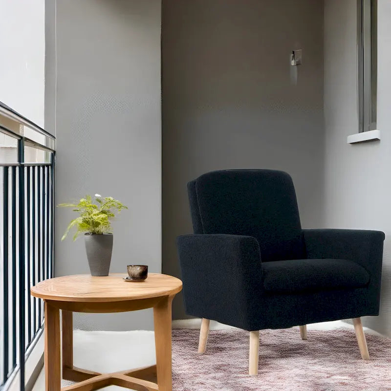 Sedia Mid-century Modern con telaio in legno resistente, poltrona per soggiorno, sedia da lettura con braccioli