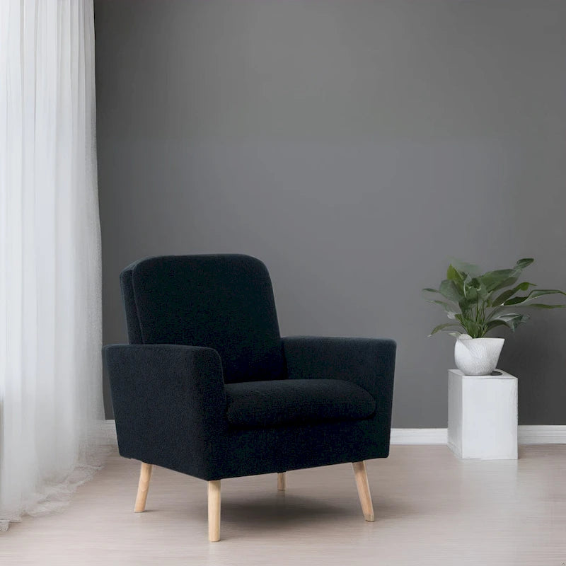 Sedia Mid-century Modern con telaio in legno resistente, poltrona per soggiorno, sedia da lettura con braccioli