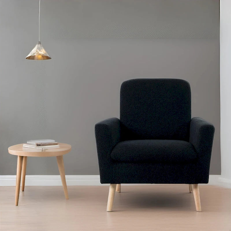 Sedia Mid-century Modern con telaio in legno resistente, poltrona per soggiorno, sedia da lettura con braccioli