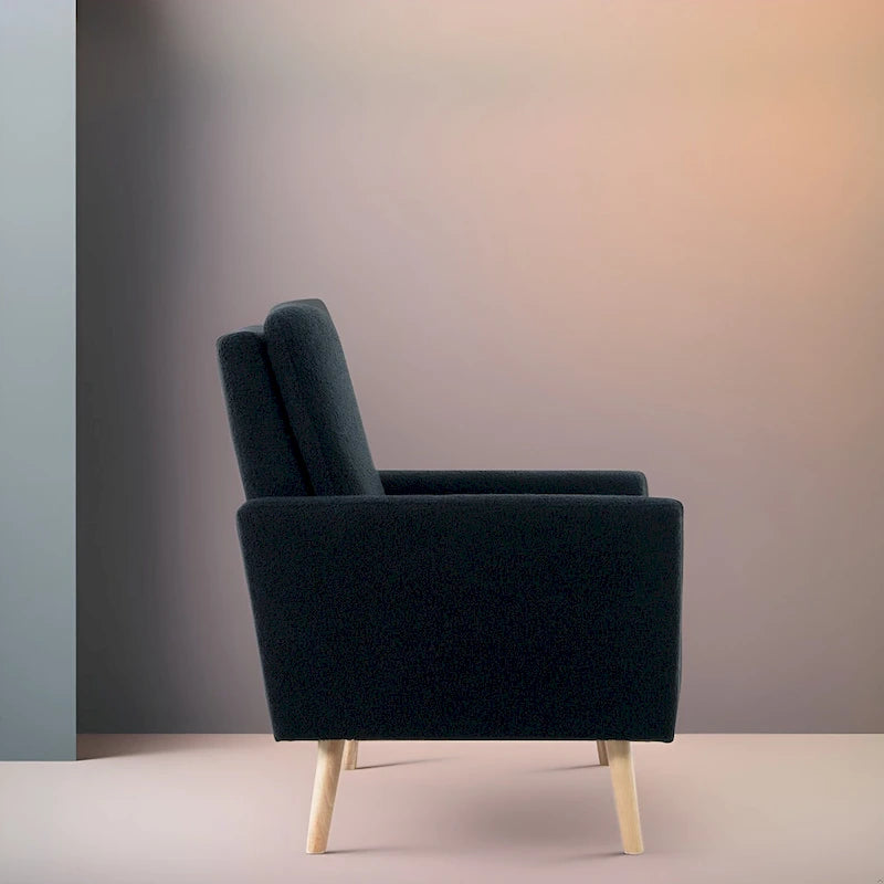 Sedia Mid-century Modern con telaio in legno resistente, poltrona per soggiorno, sedia da lettura con braccioli