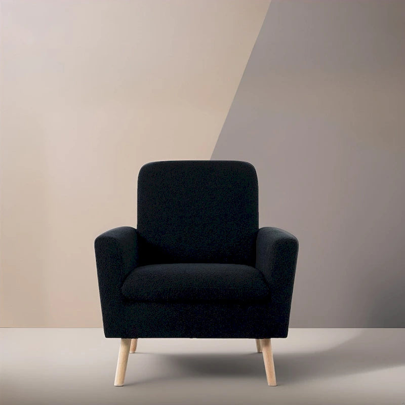 Sedia Mid-century Modern con telaio in legno resistente, poltrona per soggiorno, sedia da lettura con braccioli