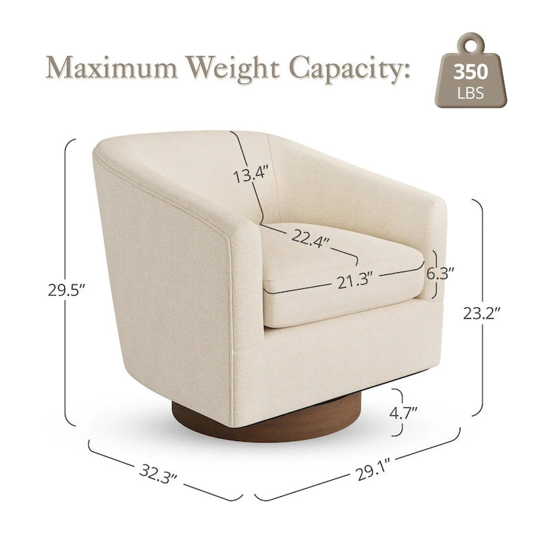 Coppia di Poltroncine Girevoli a Botte da 360° Moderne Imbottite in Legno