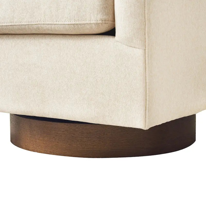 Coppia di Poltroncine Girevoli a Botte da 360° Moderne Imbottite in Legno