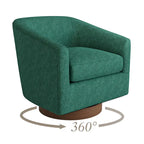 Coppia di Poltroncine Girevoli a Botte da 360° Moderne Imbottite in Legno