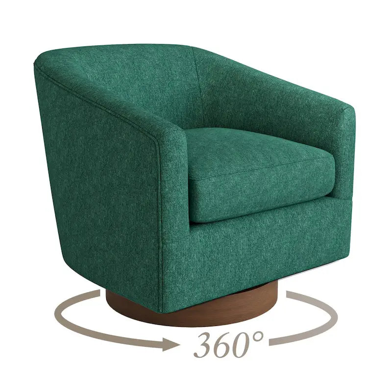 Coppia di Poltroncine Girevoli a Botte da 360° Moderne Imbottite in Legno