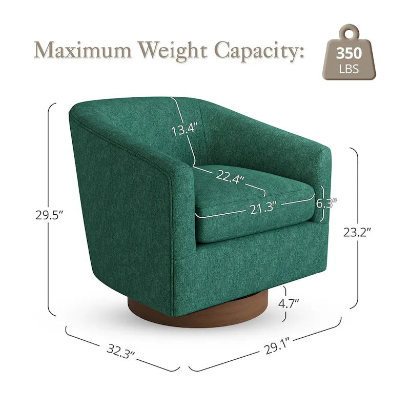 Coppia di Poltroncine Girevoli a Botte da 360° Moderne Imbottite in Legno