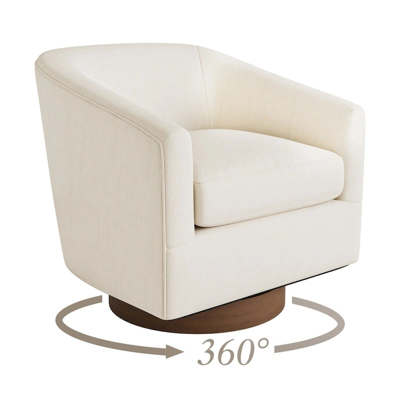 Coppia di Poltroncine Girevoli a Botte da 360° Moderne Imbottite in Legno