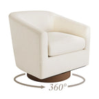 Coppia di Poltroncine Girevoli a Botte da 360° Moderne Imbottite in Legno