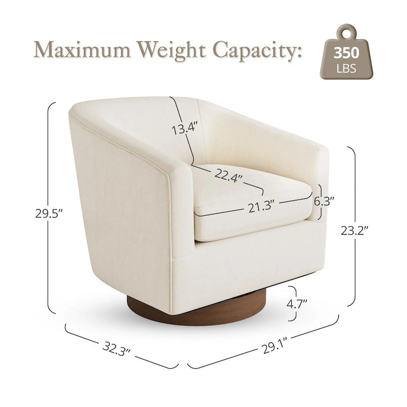 Coppia di Poltroncine Girevoli a Botte da 360° Moderne Imbottite in Legno