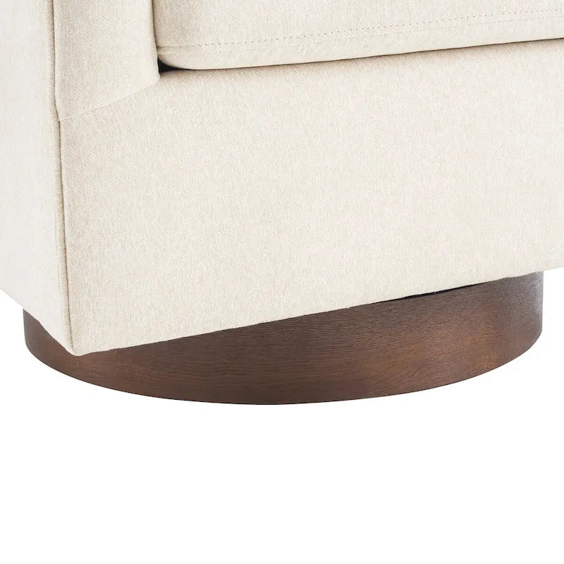 Coppia di Poltroncine Girevoli a Botte da 360° Moderne Imbottite in Legno