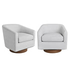 Coppia di Poltroncine Girevoli a Botte da 360° Moderne Imbottite in Legno