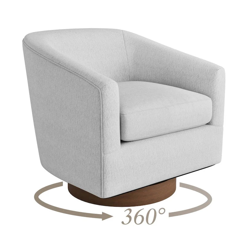 Coppia di Poltroncine Girevoli a Botte da 360° Moderne Imbottite in Legno