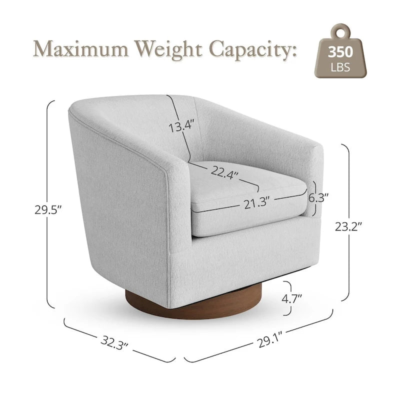 Coppia di Poltroncine Girevoli a Botte da 360° Moderne Imbottite in Legno