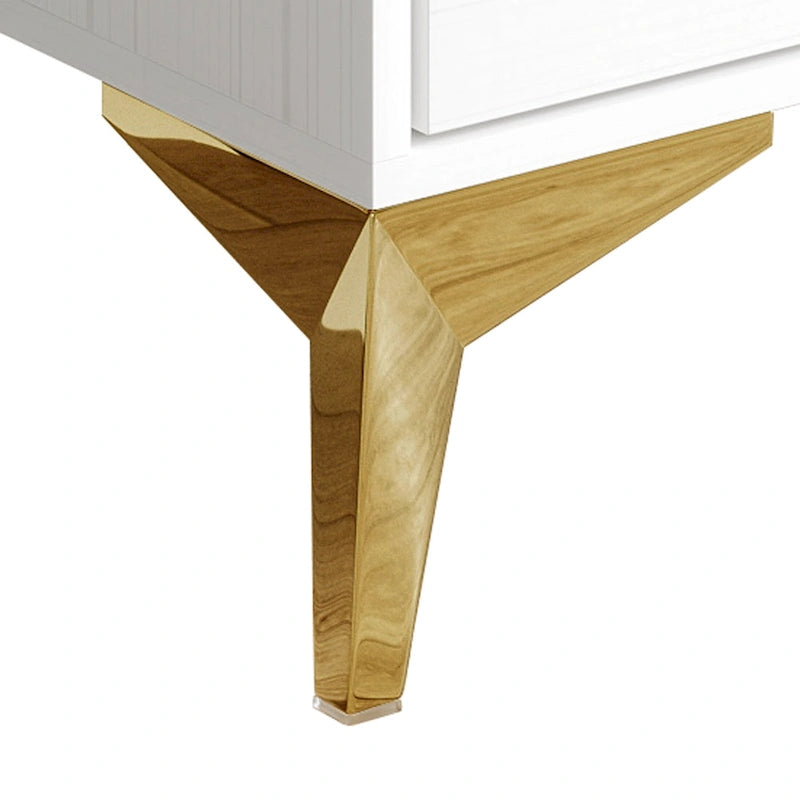 Tavolino moderno in legno con accenti in oro bianco e ripiano portaoggetti
