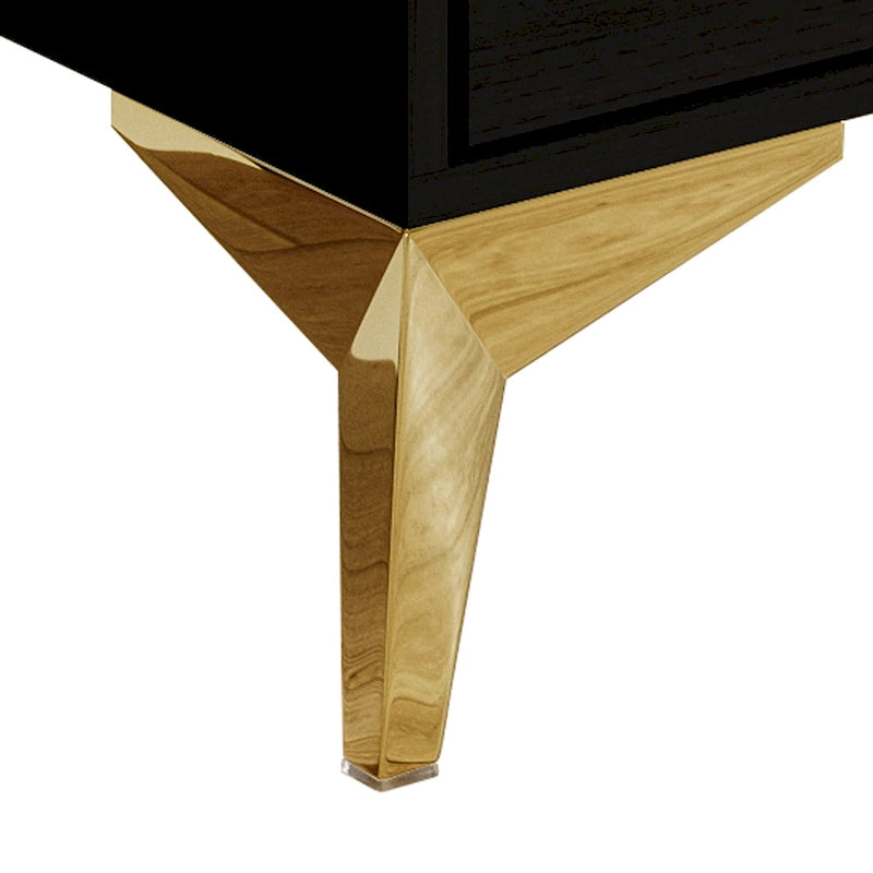 Tavolino moderno in legno con accenti in oro bianco e ripiano portaoggetti