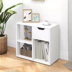 Costway 1/2 PEZZI Libreria a 3 Cubi con Scaffale in Legno a 2 Ripiani e Cassetto Estraibile Nero/Bianco