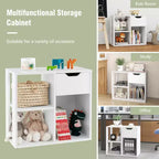 Costway 1/2 PEZZI Libreria a 3 Cubi con Scaffale in Legno a 2 Ripiani e Cassetto Estraibile Nero/Bianco