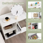 Costway 1/2 PEZZI Libreria a 3 Cubi con Scaffale in Legno a 2 Ripiani e Cassetto Estraibile Nero/Bianco