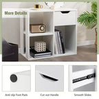 Costway 1/2 PEZZI Libreria a 3 Cubi con Scaffale in Legno a 2 Ripiani e Cassetto Estraibile Nero/Bianco