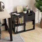 Costway 1/2 PEZZI Libreria a 3 Cubi con Scaffale in Legno a 2 Ripiani e Cassetto Estraibile Nero/Bianco