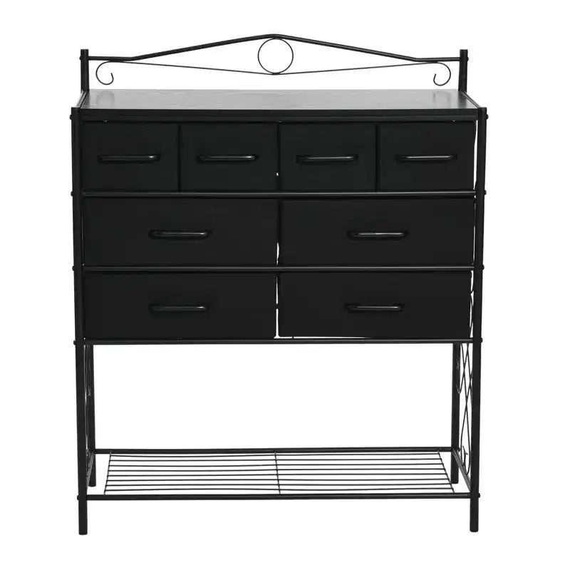 Cassettiera/Mobile contenitore a 8 cassetti e scarpiera inferiore in stile vittoriano Household Essentials, colore nero