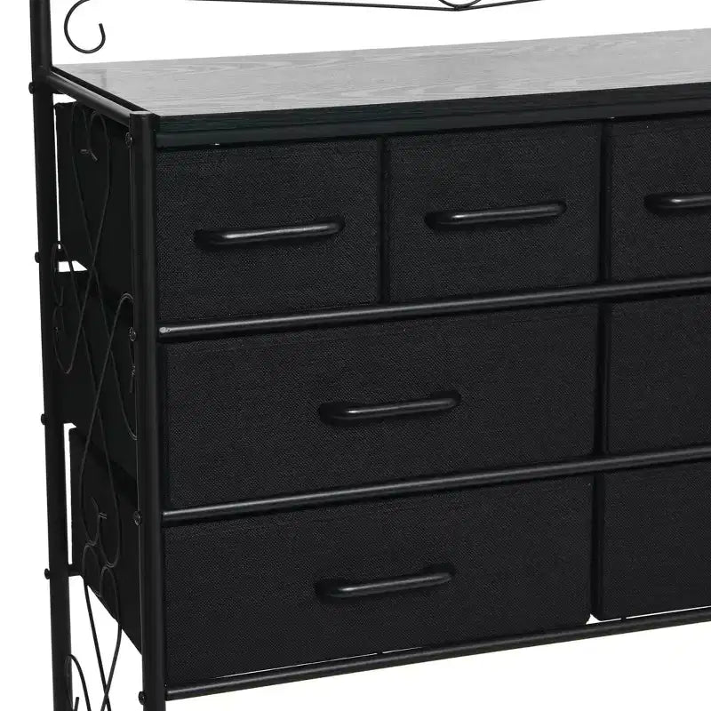 Cassettiera/Mobile contenitore a 8 cassetti e scarpiera inferiore in stile vittoriano Household Essentials, colore nero