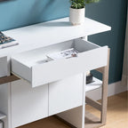 Buffet bianco e tortora scuro, mobile contenitore, in legno, alta qualità e durevole, grande capacità