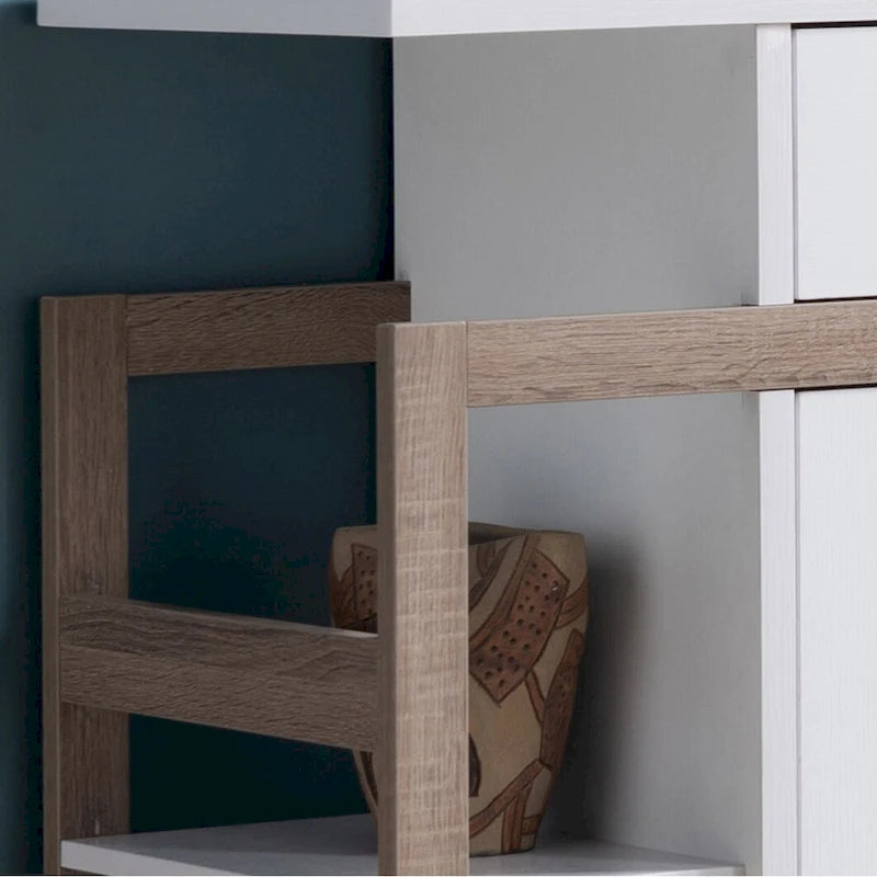 Buffet bianco e tortora scuro, mobile contenitore, in legno, alta qualità e durevole, grande capacità