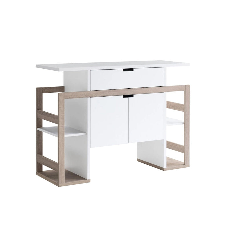 Buffet bianco e tortora scuro, mobile contenitore, in legno, alta qualità e durevole, grande capacità