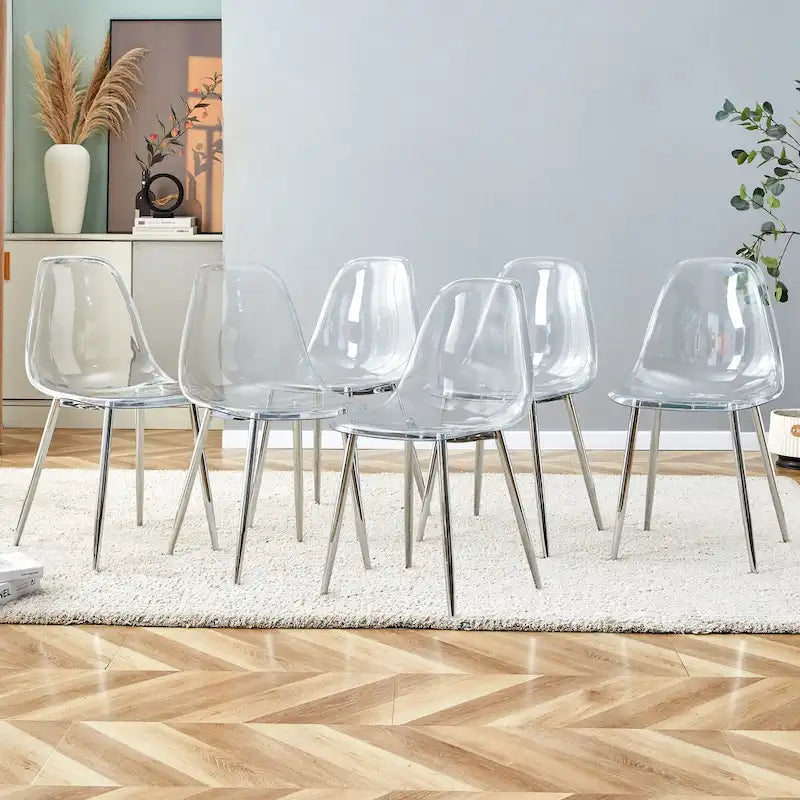 Set di 6 sedie da pranzo moderne minimaliste trasparenti