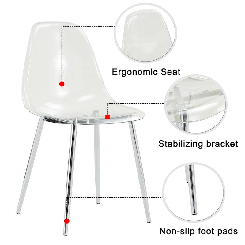 Set di 6 sedie da pranzo moderne minimaliste trasparenti