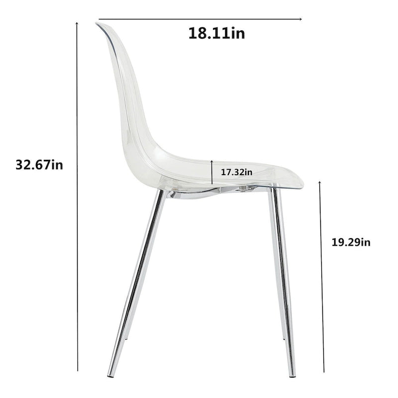 Set di 6 sedie da pranzo moderne minimaliste trasparenti