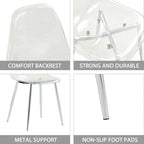 Set di 6 sedie da pranzo moderne minimaliste trasparenti