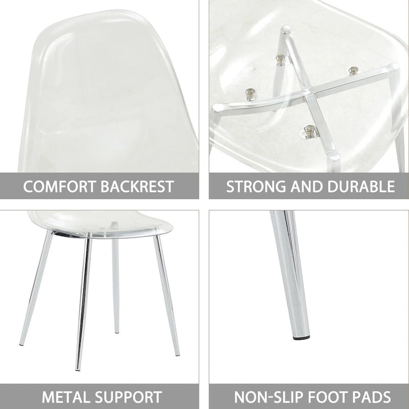 Set di 6 sedie da pranzo moderne minimaliste trasparenti