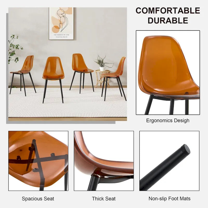 Set di 6 sedie da pranzo moderne minimaliste trasparenti