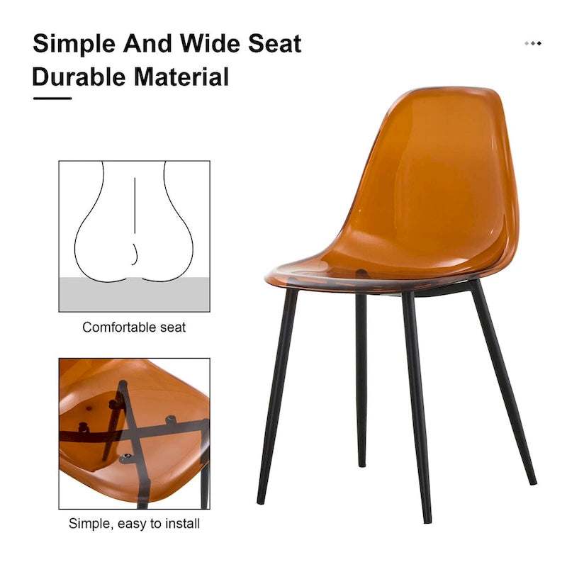Set di 6 sedie da pranzo moderne minimaliste trasparenti