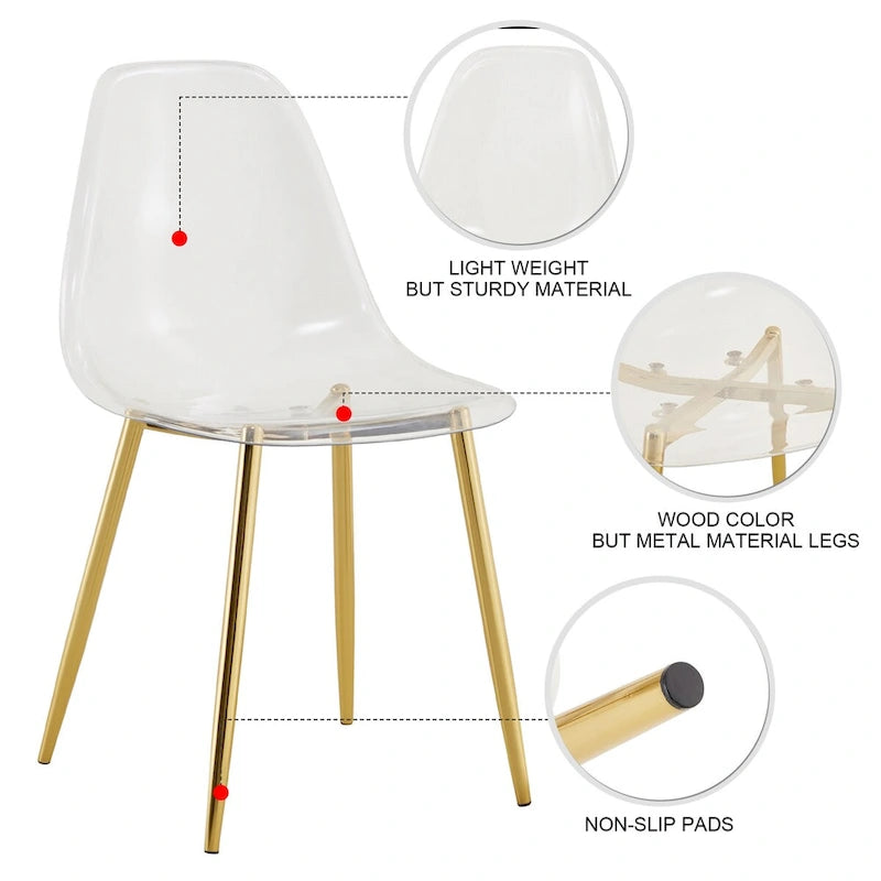 Set di 6 sedie da pranzo moderne minimaliste trasparenti