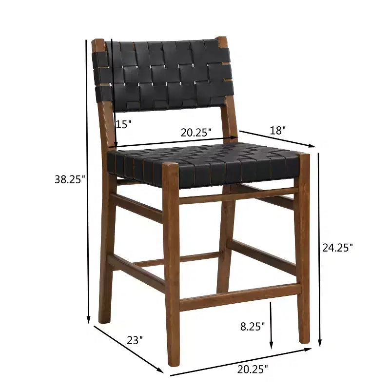 Sgabello da bancone Christopher Knight Home Lumft da 24,25", in pelle intrecciata e legno di gomma, con poggiapiedi