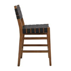 Sgabello da bancone Christopher Knight Home Lumft da 24,25", in pelle intrecciata e legno di gomma, con poggiapiedi