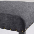 Sedie da pranzo in tessuto Biony Roundhill Furniture con finiture borchiate, grigie, set da 2