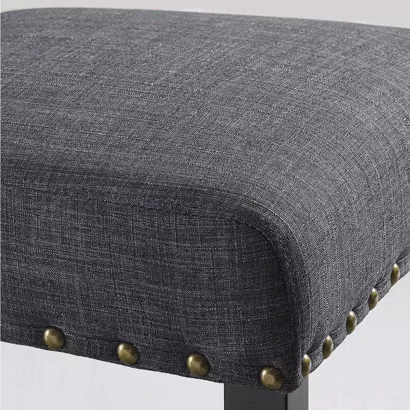 Sedie da pranzo in tessuto Biony Roundhill Furniture con finiture borchiate, grigie, set da 2