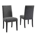 Sedie da pranzo in tessuto Biony Roundhill Furniture con finiture borchiate, grigie, set da 2