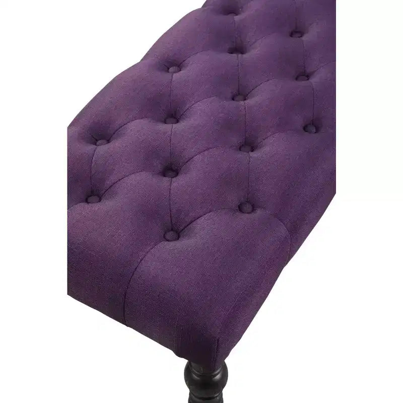 Panca da pranzo Leviton in tessuto capitonné con gambe tornite, viola