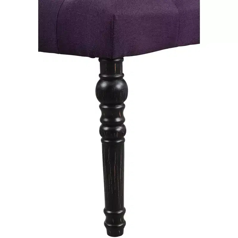 Panca da pranzo Leviton in tessuto capitonné con gambe tornite, viola