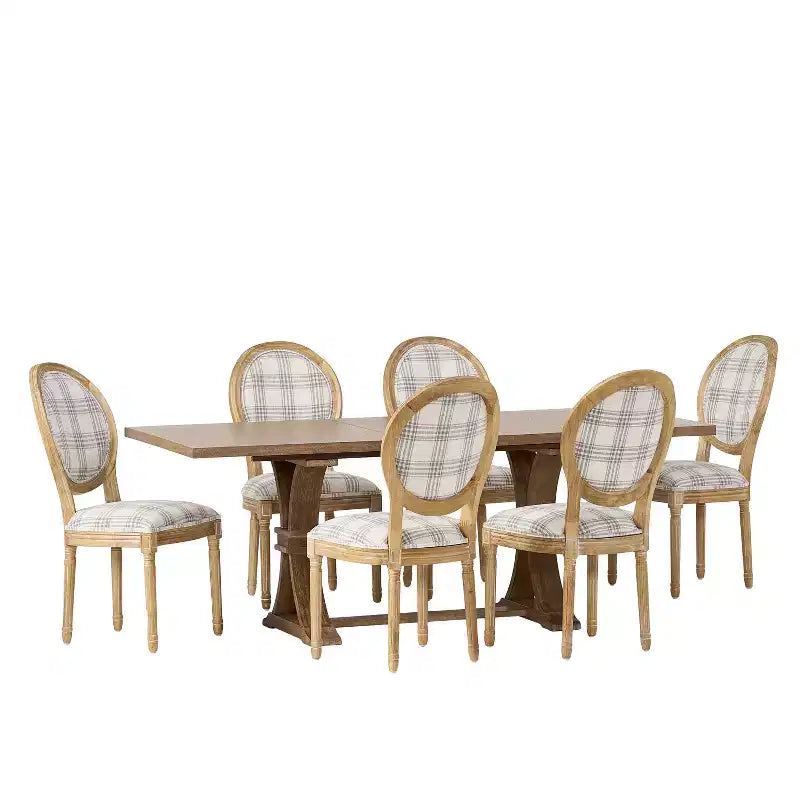Christopher Knight Home Derring Set da Pranzo Espandibile da 7 Pezzi in Legno Rivestito Stile Rustico Francese