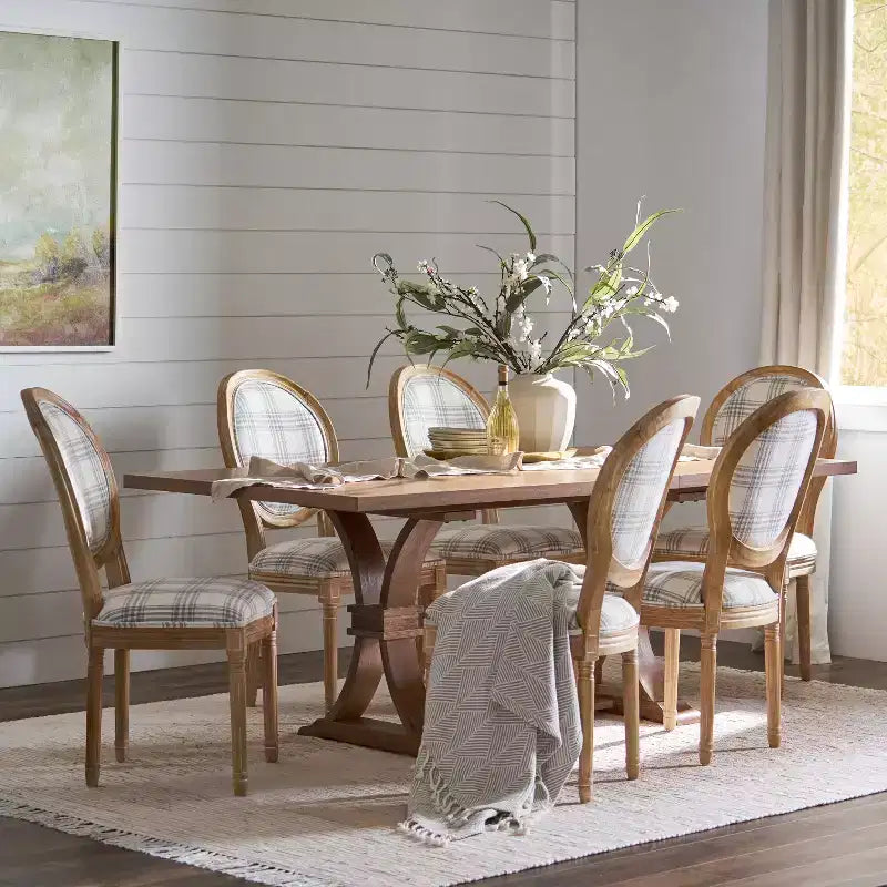 Christopher Knight Home Derring Set da Pranzo Espandibile da 7 Pezzi in Legno Rivestito Stile Rustico Francese
