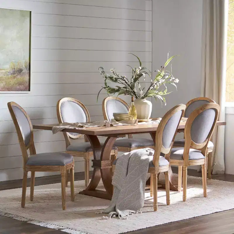 Christopher Knight Home Derring Set da Pranzo Espandibile da 7 Pezzi in Legno Rivestito Stile Rustico Francese