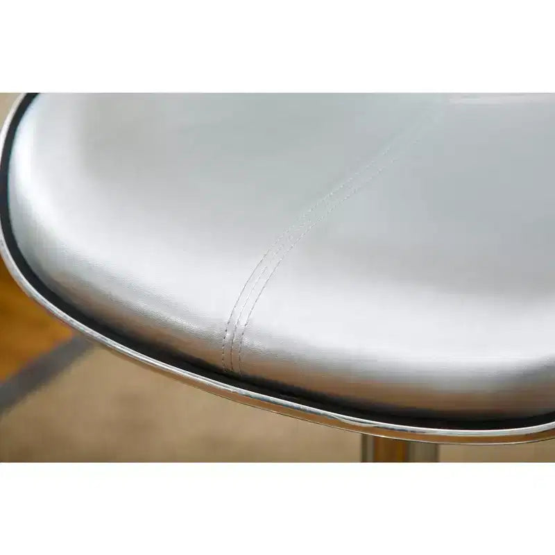 Sgabelli da bar girevoli regolabili Roundhill Furniture Masaccio, imbottiti in similpelle con base cromata, argento, set da 2