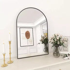 Specchio da Caminetto Ad Arco 24 x 36, Nero/Oro-HOMLUX: Cornice in Metallo, Montaggio a Parete, Decorazione Moderna