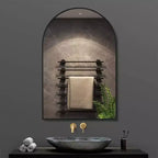 Specchio da Caminetto Ad Arco 24 x 36, Nero/Oro-HOMLUX: Cornice in Metallo, Montaggio a Parete, Decorazione Moderna